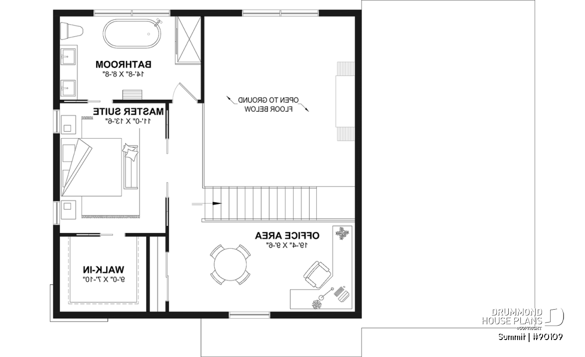2nd level - Modern eco-friendly house plan with a greehouse and a private master bedroom and home office on second floor - Summit