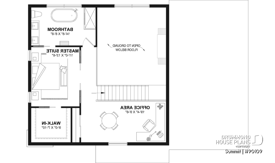 2nd level - Modern eco-friendly house plan with a greehouse and a private master bedroom and home office on second floor - Summit