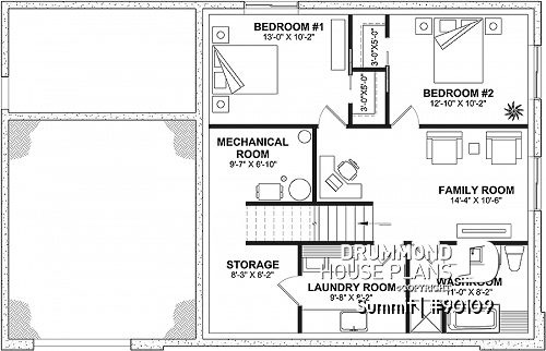 Basement - Cool house plan with a suspended reading nook above living room and a climbing wall on 2nd floor - Summit