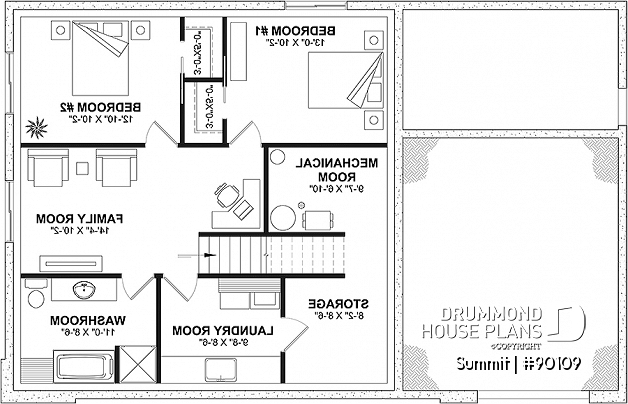 Basement - Cool house plan with a suspended reading nook above living room and a climbing wall on 2nd floor - Summit