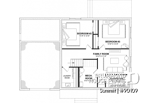 Finished basement - Modern eco-friendly house plan with a greehouse and a private master bedroom and home office on second floor - Summit