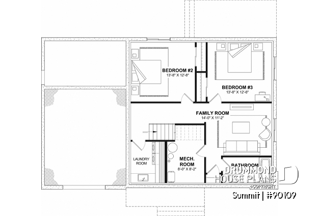 Finished basement - Cool house plan with a suspended reading nook above living room and a climbing wall on 2nd floor - Summit