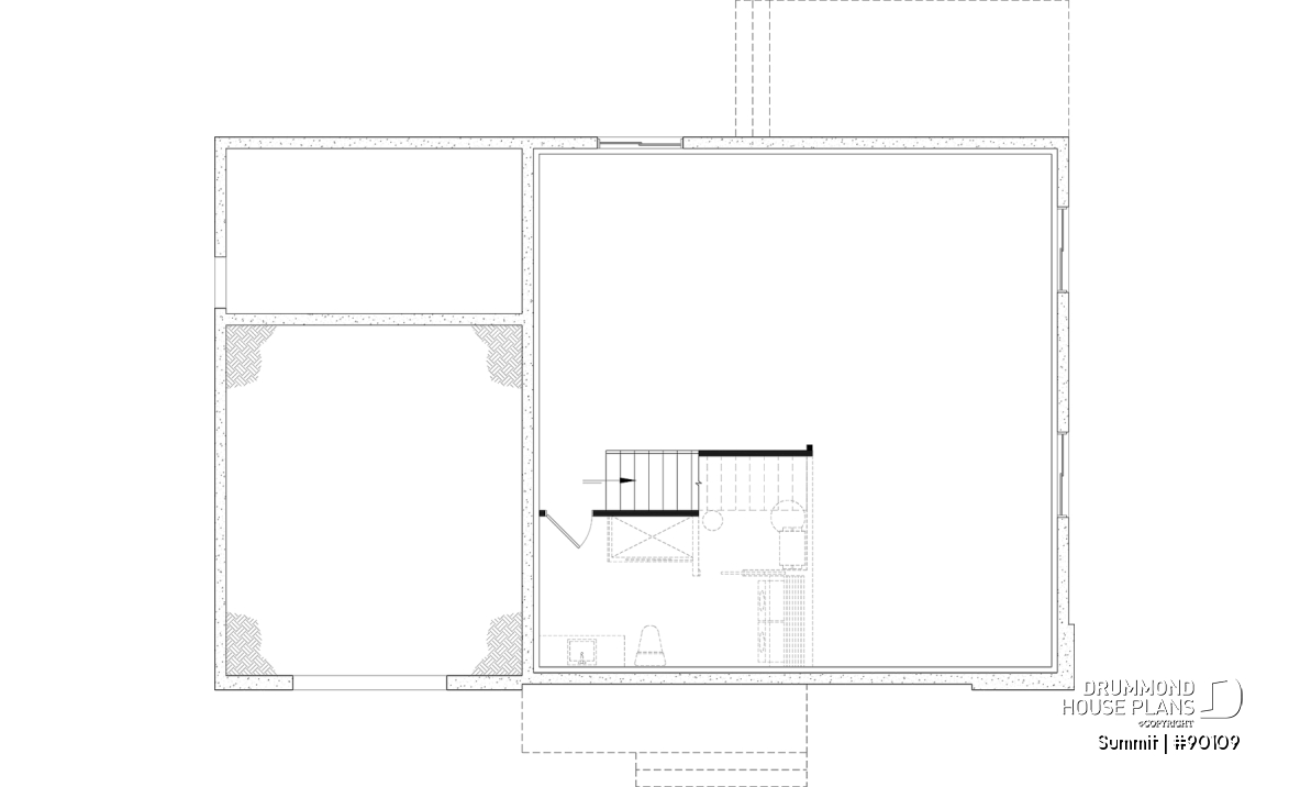 Unfinished basement - Modern eco-friendly house plan with a greehouse and a private master bedroom and home office on second floor - Summit