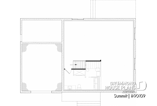 Unfinished basement - Cool house plan with a suspended reading nook above living room and a climbing wall on 2nd floor - Summit