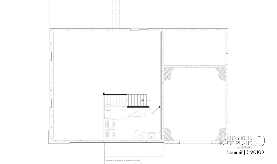 Unfinished basement - Modern eco-friendly house plan with a greehouse and a private master bedroom and home office on second floor - Summit