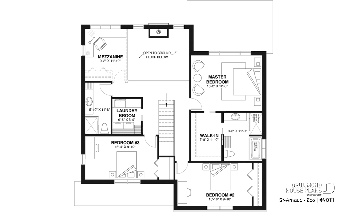 2nd level - Eco-friendly Farmhouse style plan, 3 bedrooms, office, garage and nice sheltered terrace - St-Arnaud - Eco