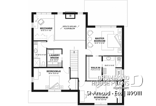 2nd level - Eco-friendly Farmhouse style plan, 3 bedrooms, office, garage and nice sheltered terrace - St-Arnaud - Eco