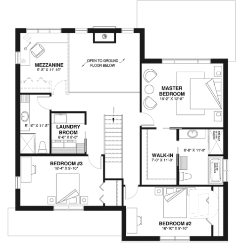 2nd level - Eco-friendly Farmhouse style plan, 3 bedrooms, office, garage and nice sheltered terrace - St-Arnaud - Eco
