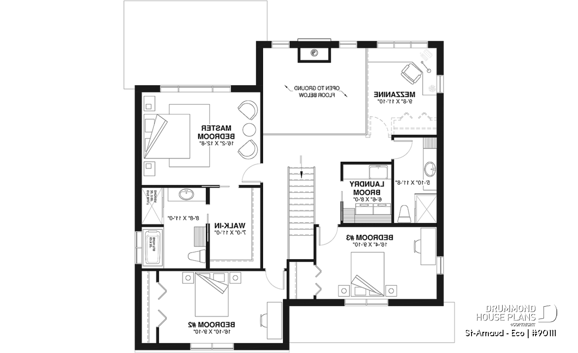 2nd level - Eco-friendly Farmhouse style plan, 3 bedrooms, office, garage and nice sheltered terrace - St-Arnaud - Eco