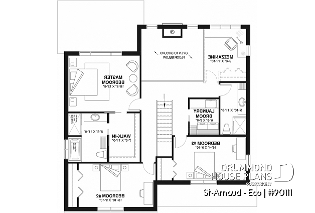 2nd level - Eco-friendly Farmhouse style plan, 3 bedrooms, office, garage and nice sheltered terrace - St-Arnaud - Eco