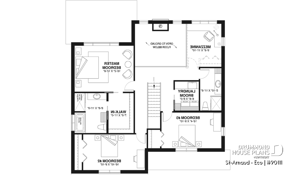 2nd level - Eco-friendly Farmhouse style plan, 3 bedrooms, office, garage and nice sheltered terrace - St-Arnaud - Eco