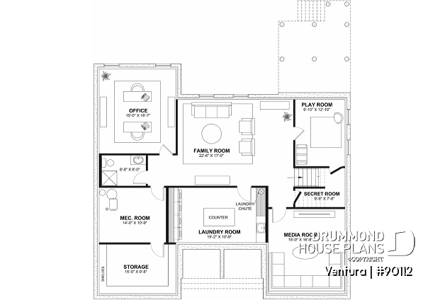 Finished basement - Magnificient eco-friendly Farmhouse, 4+ beds, 2 kitchen islands, playroom, gym, optional finished basement ($) - Ventura