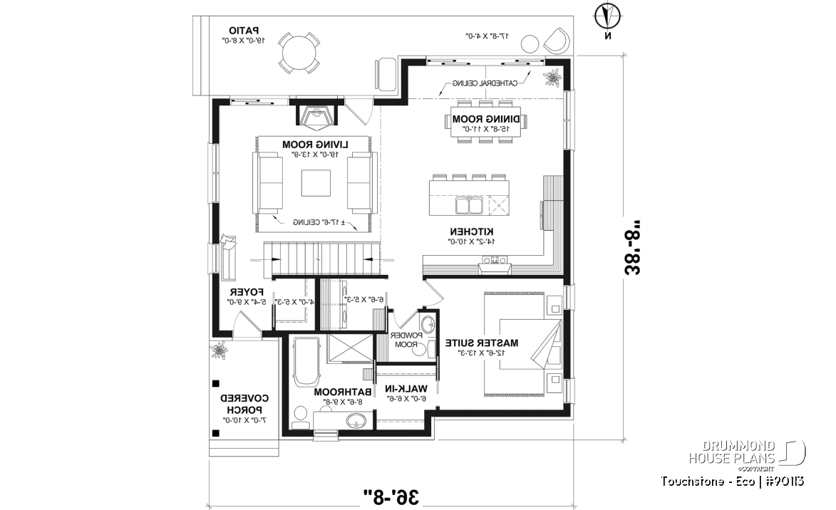 1st level - Eco-friendly Cottage plan, panoramic view, 3 to 5 beds, cathedral ceiling, finished basement (*optional $) - Touchstone - Eco