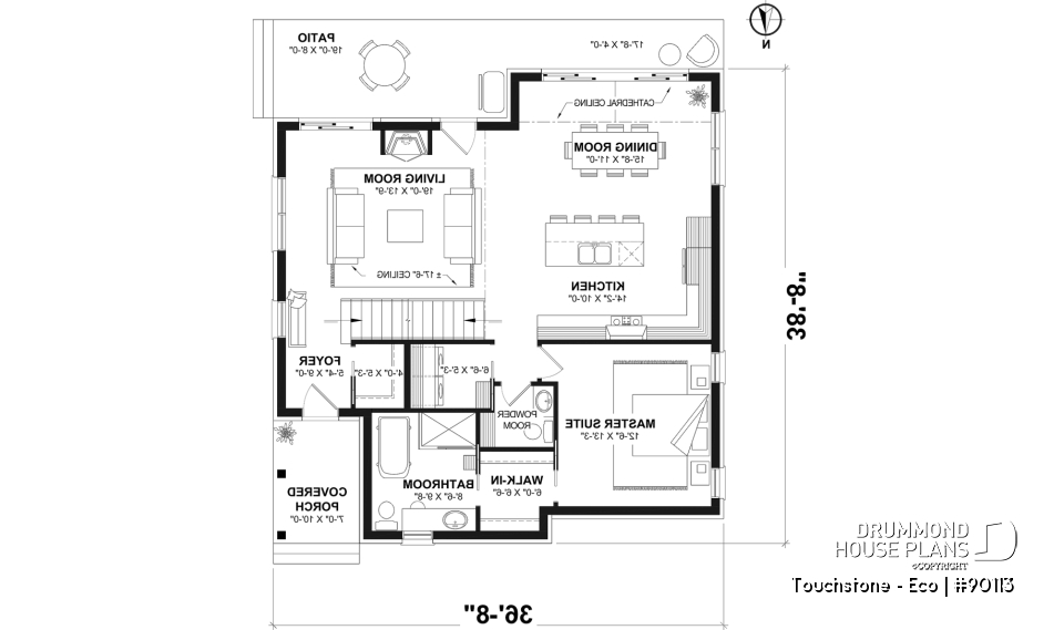 1st level - Eco-friendly Cottage plan, panoramic view, 3 to 5 beds, cathedral ceiling, finished basement (*optional $) - Touchstone - Eco