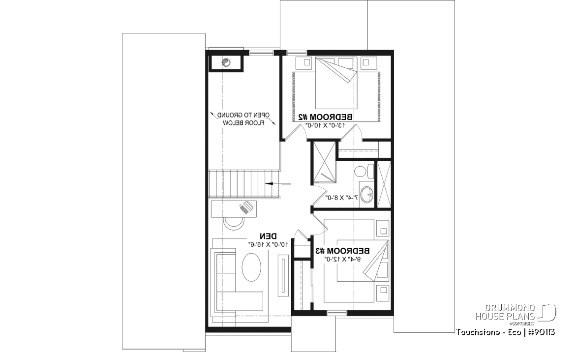 2nd level - Eco-friendly Cottage plan, panoramic view, 3 to 5 beds, cathedral ceiling, finished basement (*optional $) - Touchstone - Eco