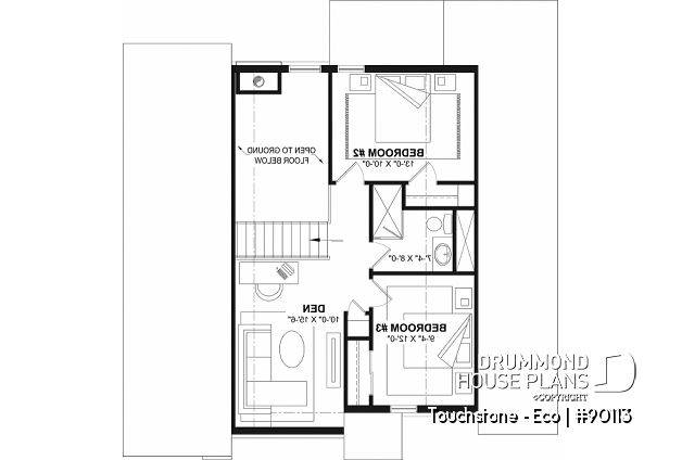 2nd level - Eco-friendly Cottage plan, panoramic view, 3 to 5 beds, cathedral ceiling, finished basement (*optional $) - Touchstone - Eco