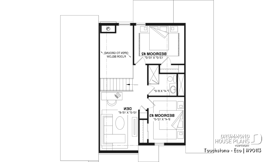 2nd level - Eco-friendly Cottage plan, panoramic view, 3 to 5 beds, cathedral ceiling, finished basement (*optional $) - Touchstone - Eco