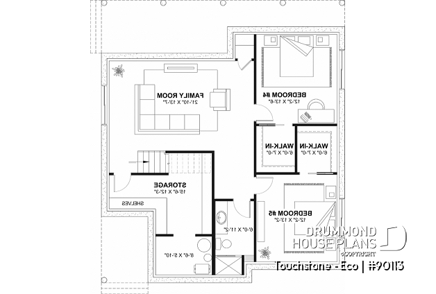 Finished basement (Optional $) - Eco-friendly Cottage plan, panoramic view, 3 to 5 beds, cathedral ceiling, finished basement (*optional $) - Touchstone - Eco