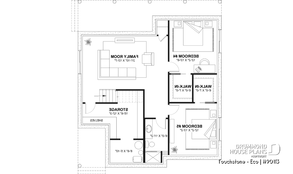 Finished basement (Optional $) - Eco-friendly Cottage plan, panoramic view, 3 to 5 beds, cathedral ceiling, finished basement (*optional $) - Touchstone - Eco
