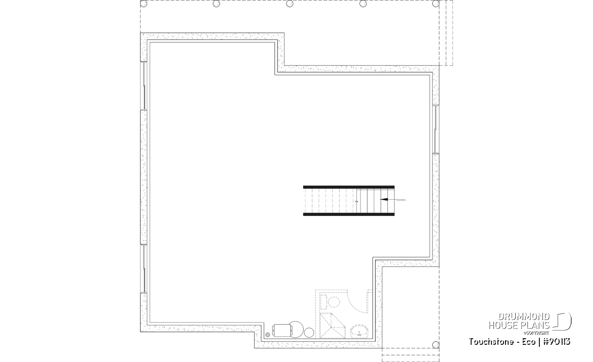 Unfinished basement - Eco-friendly Cottage plan, panoramic view, 3 to 5 beds, cathedral ceiling, finished basement (*optional $) - Touchstone - Eco