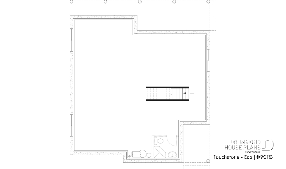 Unfinished basement - Eco-friendly Cottage plan, panoramic view, 3 to 5 beds, cathedral ceiling, finished basement (*optional $) - Touchstone - Eco