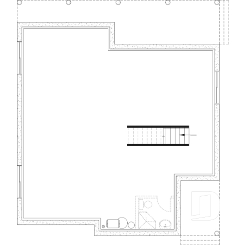 Unfinished basement - Eco-friendly Cottage plan, panoramic view, 3 to 5 beds, cathedral ceiling, finished basement (*optional $) - Touchstone - Eco