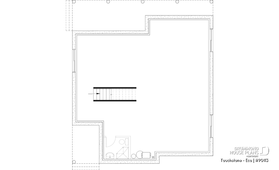 Unfinished basement - Eco-friendly Cottage plan, panoramic view, 3 to 5 beds, cathedral ceiling, finished basement (*optional $) - Touchstone - Eco