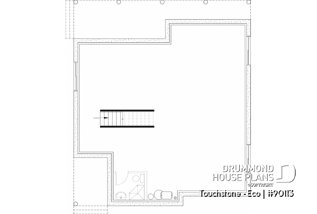 Unfinished basement - Eco-friendly Cottage plan, panoramic view, 3 to 5 beds, cathedral ceiling, finished basement (*optional $) - Touchstone - Eco