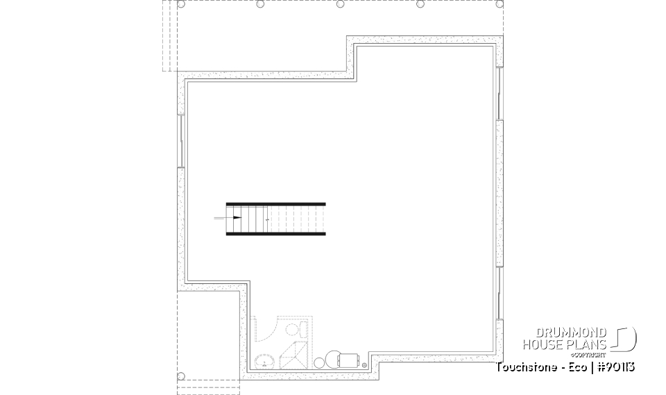 Unfinished basement - Eco-friendly Cottage plan, panoramic view, 3 to 5 beds, cathedral ceiling, finished basement (*optional $) - Touchstone - Eco