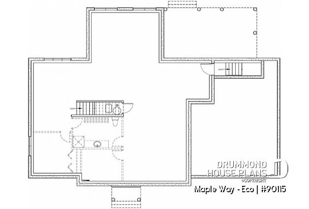Basement - Farmhouse plan with 2 bedrooms, dedicated home office, 2-car garage, mudroom and more! - Maple Way - Eco