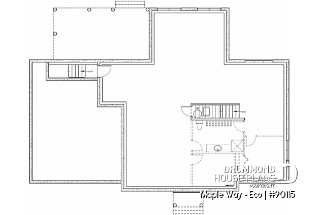 Basement - Farmhouse plan with 2 bedrooms, dedicated home office, 2-car garage, mudroom and more! - Maple Way - Eco