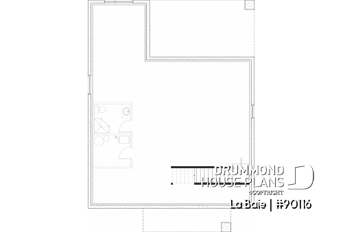 Unfinished basement - Eco-friendly single-storey plan, 3 bedrooms, mudroom, open floor plan, sheltered terrace - La Baie