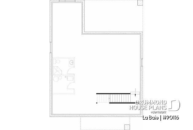 Unfinished basement - Eco-friendly single-storey plan, 3 bedrooms, mudroom, open floor plan, sheltered terrace - La Baie