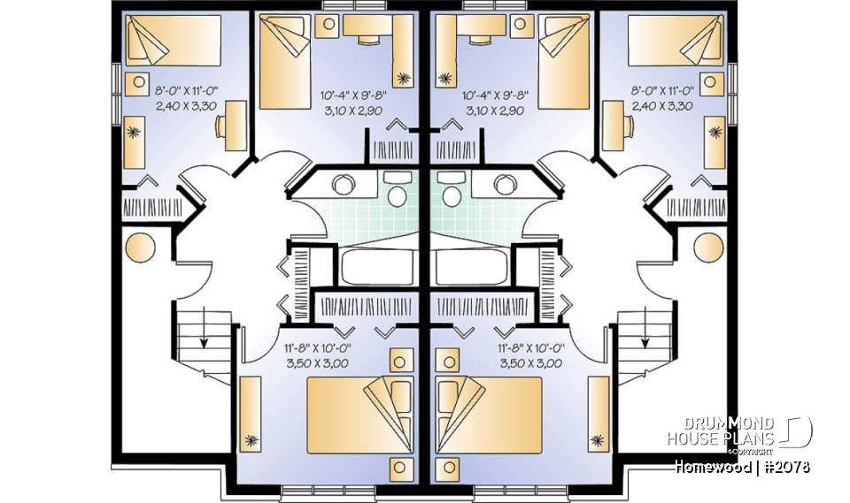 Basement - Traditional 3 bedroom duplex house plan, spacious family room,  laundry on main floor, split entry - Homewood