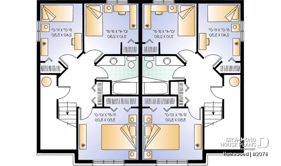 Basement - Traditional 3 bedroom duplex house plan, spacious family room,  laundry on main floor, split entry - Homewood