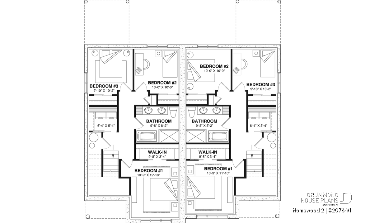 Basement - Semi detached, 3 bedroom, 2 bathroom house plan with laudry room on main, open concept, large kitchen - Homewood 2