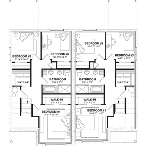 Basement - Semi detached, 3 bedroom, 2 bathroom house plan with laudry room on main, open concept, large kitchen - Homewood 2