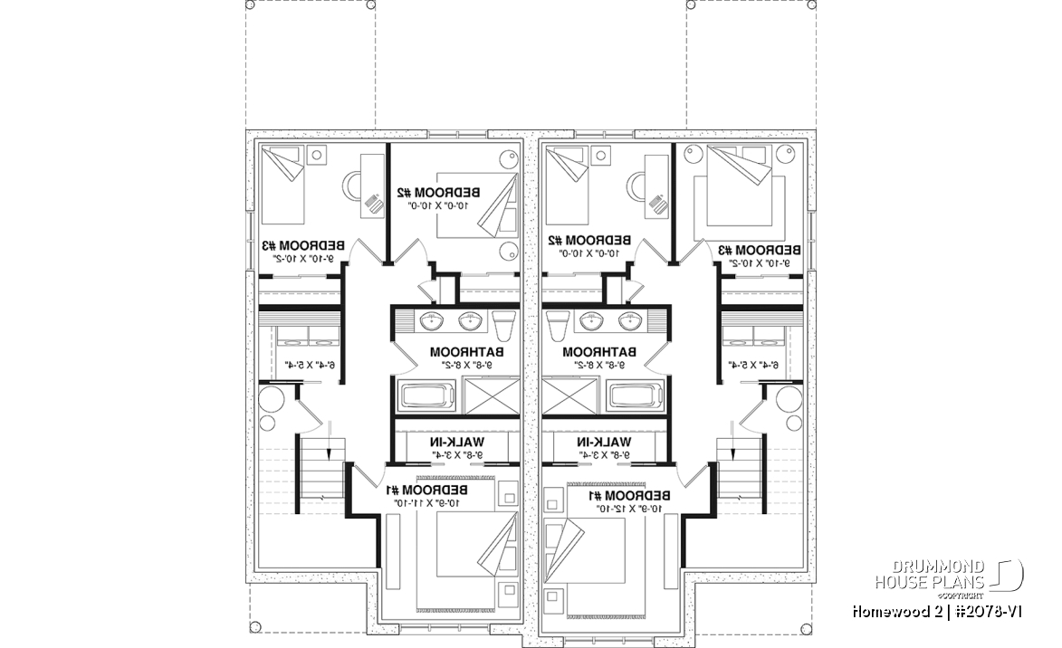 Basement - Semi detached, 3 bedroom, 2 bathroom house plan with laudry room on main, open concept, large kitchen - Homewood 2