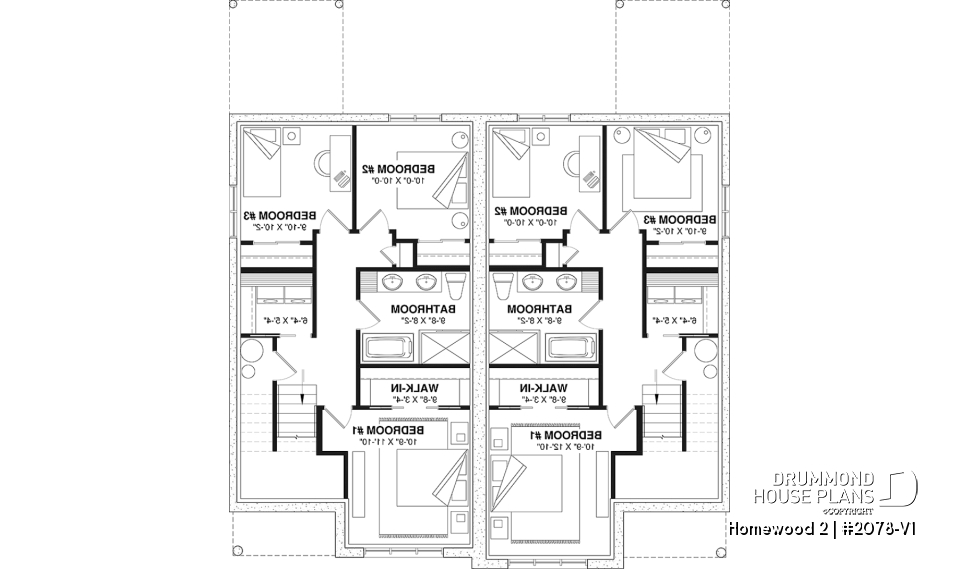 Basement - Semi detached, 3 bedroom, 2 bathroom house plan with laudry room on main, open concept, large kitchen - Homewood 2