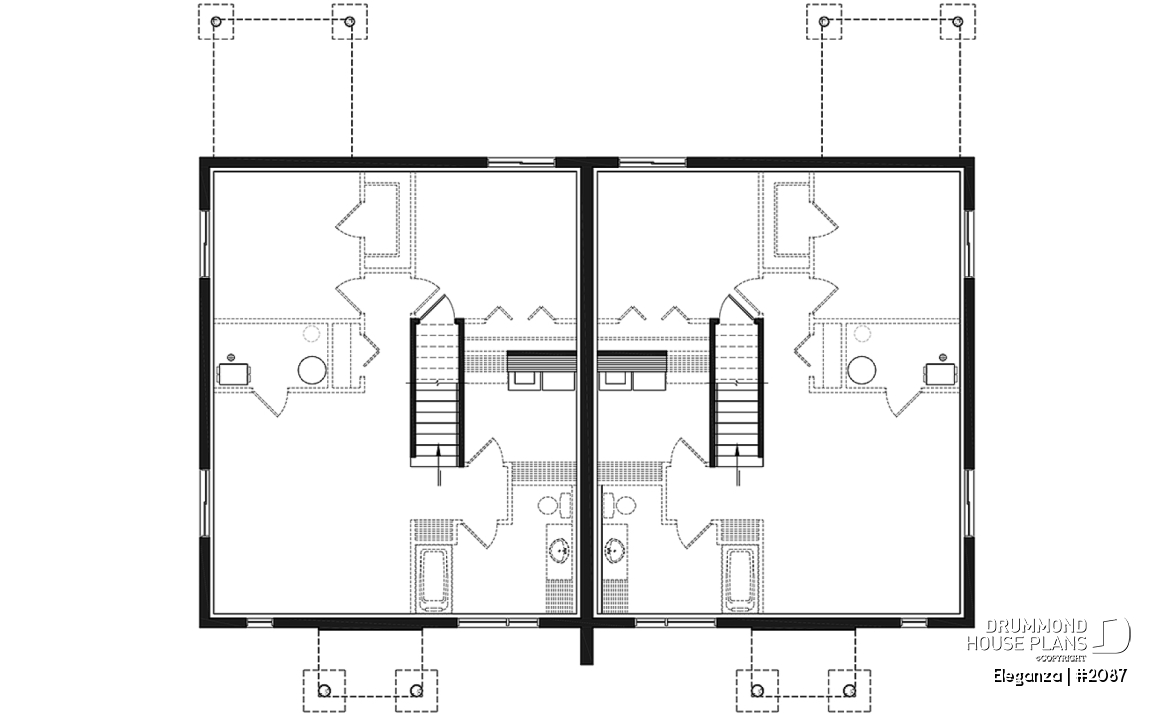 Basement - Economical modern semi-detached house plan, 1 to 3 bedrooms, amazing open layont floor plan - Eleganza
