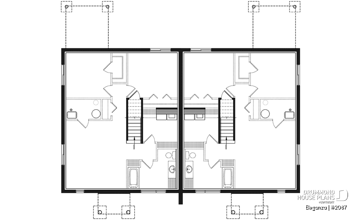 Basement - Economical modern semi-detached house plan, 1 to 3 bedrooms, amazing open layont floor plan - Eleganza