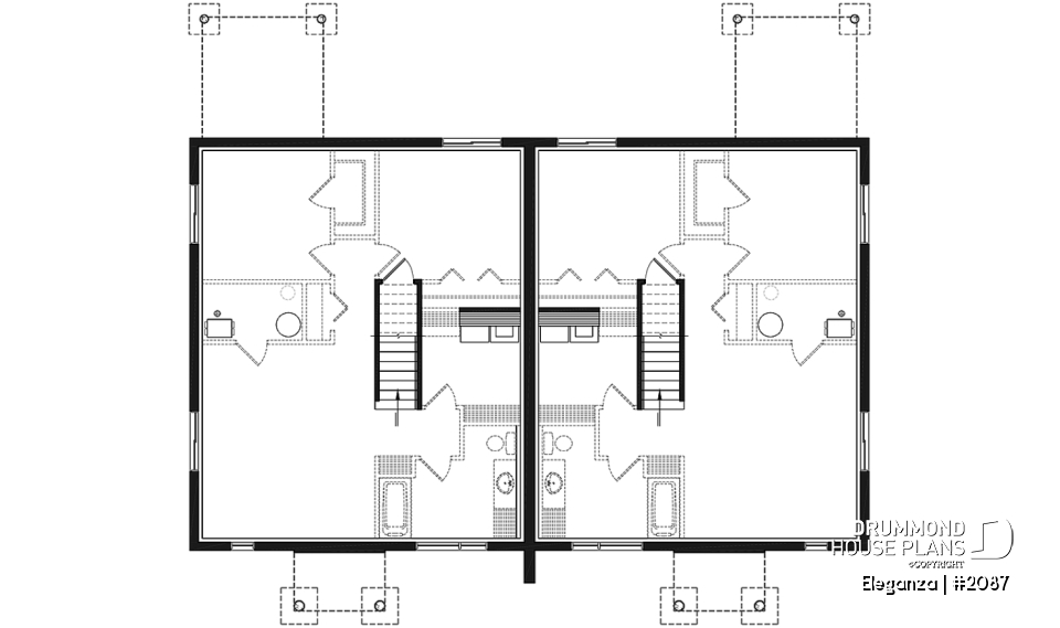 Basement - Economical modern semi-detached house plan, 1 to 3 bedrooms, amazing open layont floor plan - Eleganza