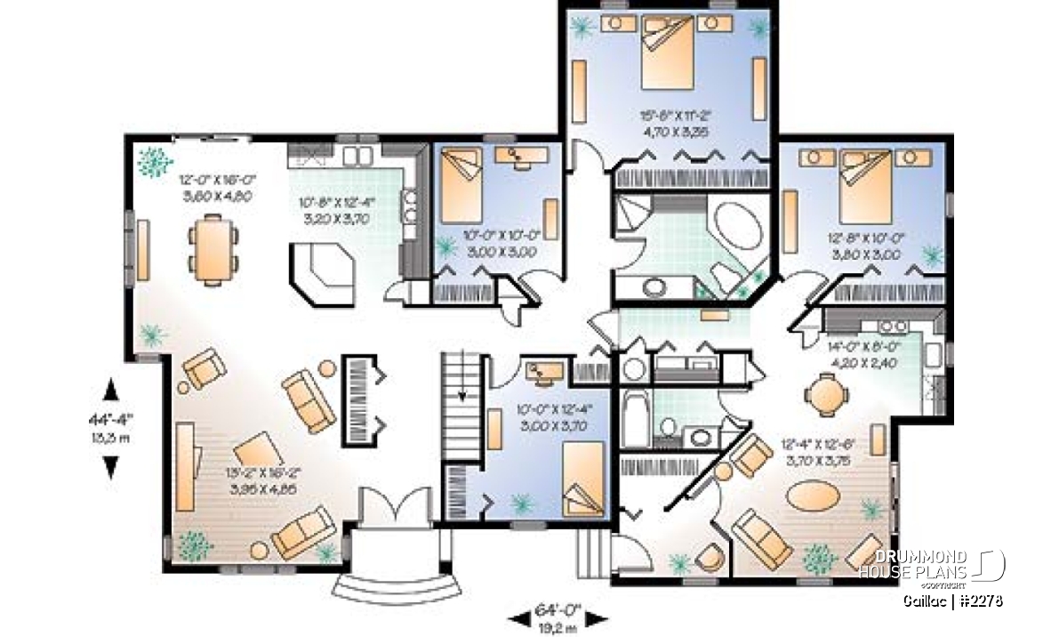 1st level - Intergenerational house plan, main unit with 3 bedrooms, separate entrance, beautiful floor plan - Gaillac