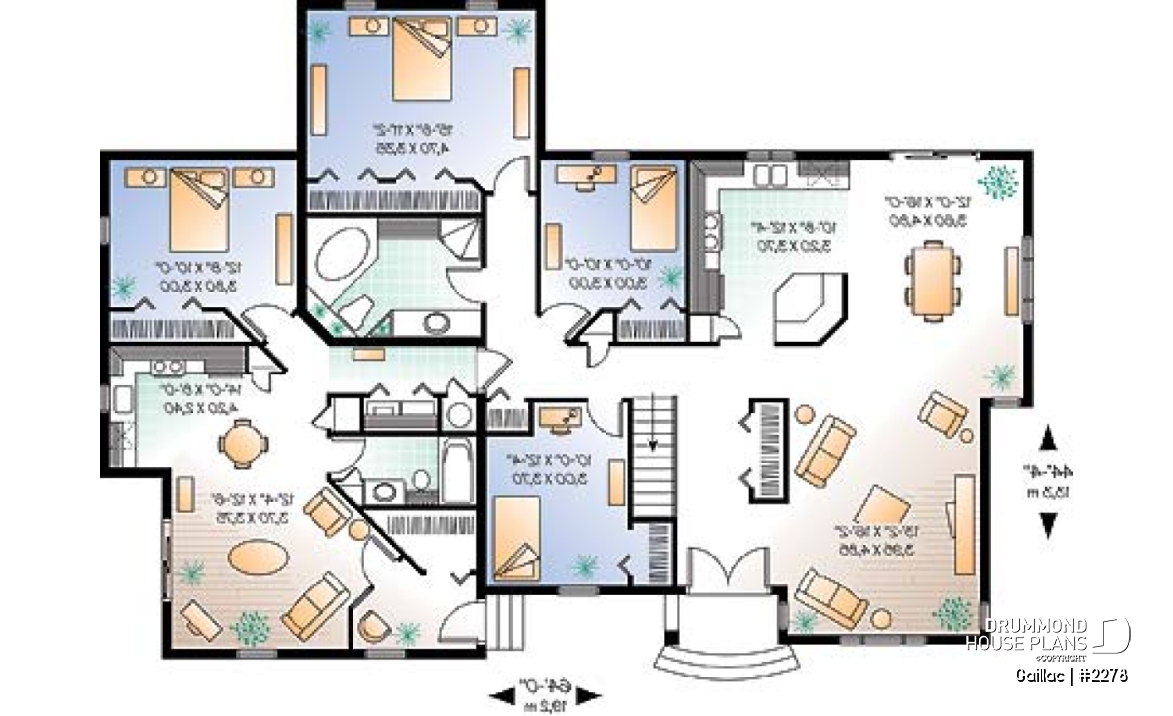 1st level - Intergenerational house plan, main unit with 3 bedrooms, separate entrance, beautiful floor plan - Gaillac
