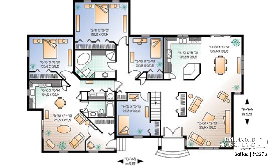 1st level - Intergenerational house plan, main unit with 3 bedrooms, separate entrance, beautiful floor plan - Gaillac