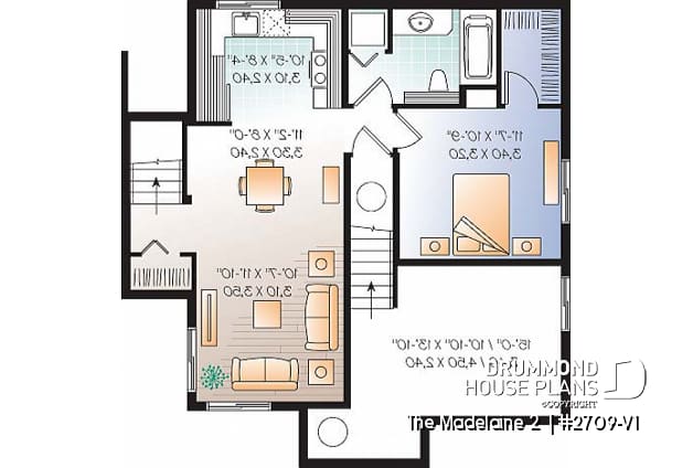 Basement - Basement apartment country home plan with 3 to 4 bedrooms on main unit, and great open floor plan concept - The Madelaine 2 