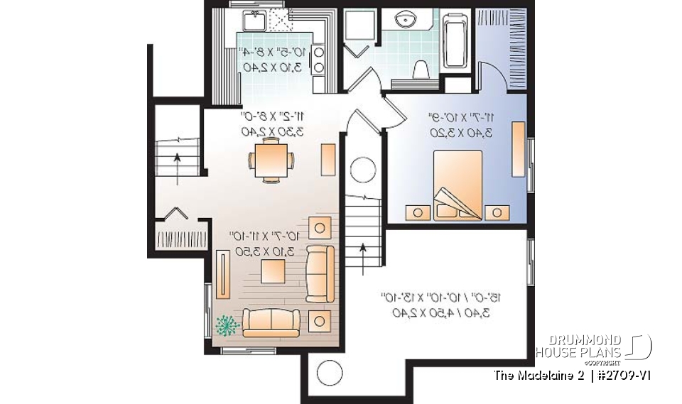 Basement - Basement apartment country home plan with 3 to 4 bedrooms on main unit, and great open floor plan concept - The Madelaine 2 