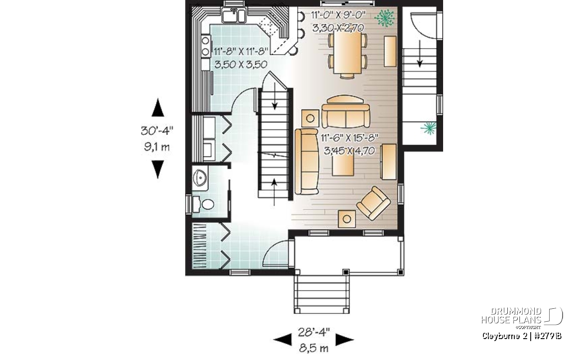 1st level - 3 bedrom traditional house plan with ample storage &amp; single bedroom basement appartment - Cleyburne 2
