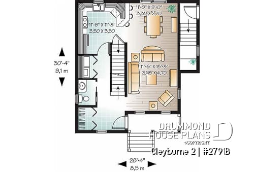 1st level - 3 bedrom traditional house plan with ample storage & single bedroom basement appartment - Cleyburne 2