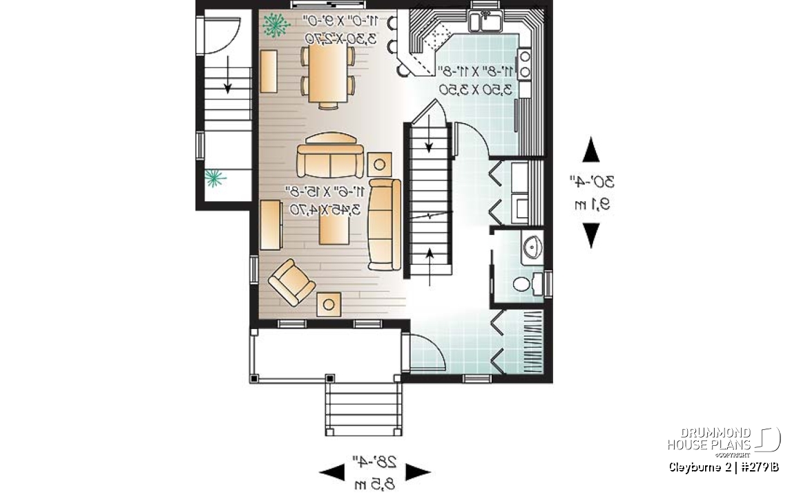 1st level - 3 bedrom traditional house plan with ample storage &amp; single bedroom basement appartment - Cleyburne 2